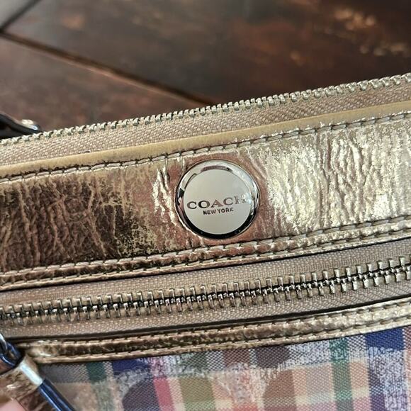 Coach Daisy Madras Plaid Wristlet/Wallet - Picture 3 of 4
